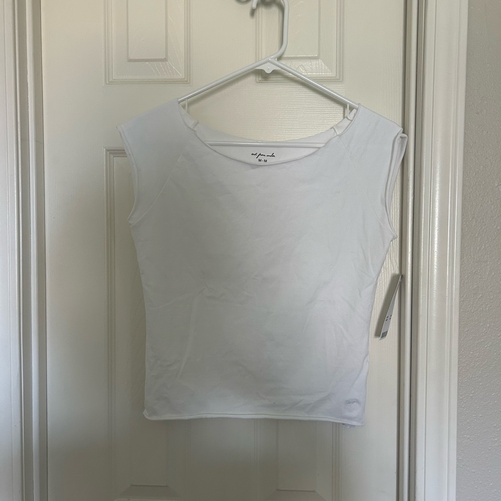 White Sleeveless Crewneck Top
